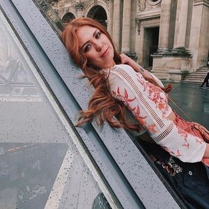 H&M Floral Crop Sheer Shirt